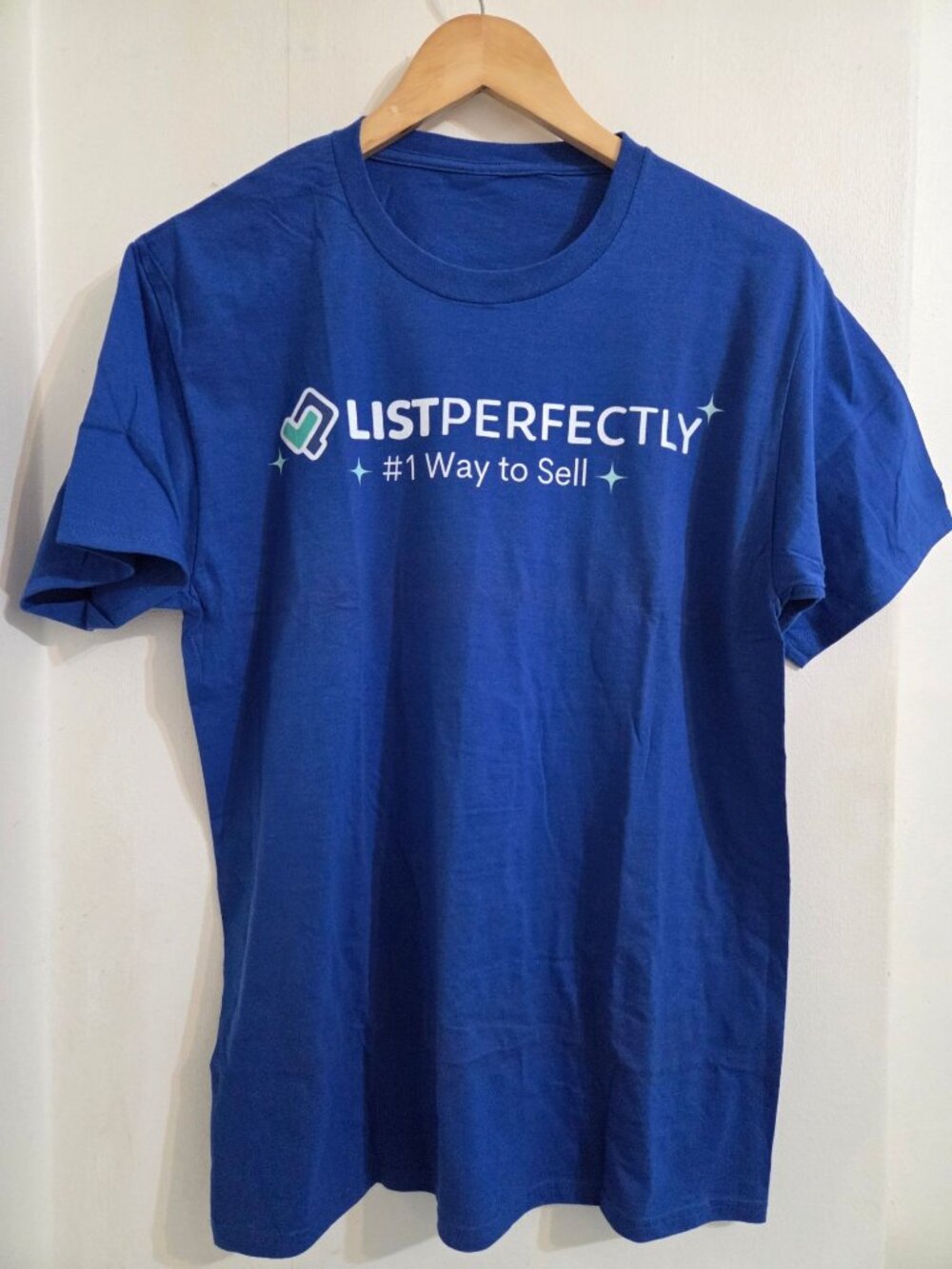 List Perfectly Blue Graphic T-Shirt "#1 Way To Sell" Logo Design Unisex